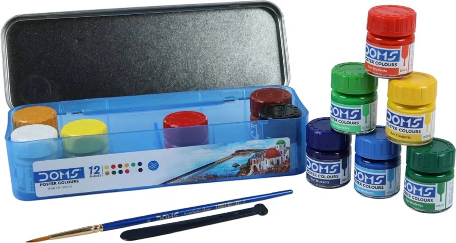 DOMS Poster Colours Big Pack with Brushes | Vibrant, Non-Toxic Water Colours for Kids & Artists - Image 4