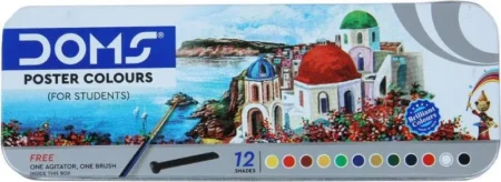 DOMS Poster Colours Big Pack with Brushes | Vibrant, Non-Toxic Water Colours for Kids & Artists