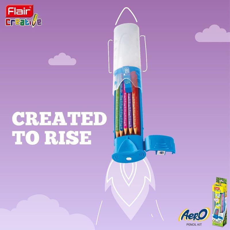 FLAIR Creative Series Aero Pencil Smart Kit | Coloured 2B Lead Pencils | Fun & Functional Box | Stationery Kit Ideal For Gifting | Set Of Wooden Pencils, 1 Eraser & 1 In-Built Sharpener. - Image 7