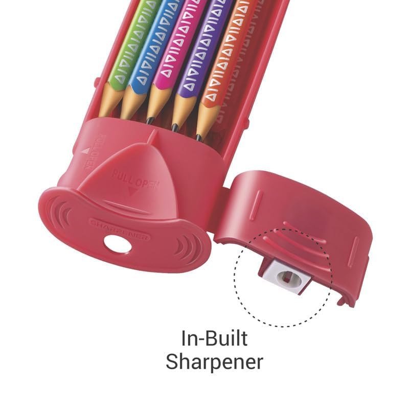 FLAIR Creative Series Aero Pencil Smart Kit | Coloured 2B Lead Pencils | Fun & Functional Box | Stationery Kit Ideal For Gifting | Set Of Wooden Pencils, 1 Eraser & 1 In-Built Sharpener. - Image 4