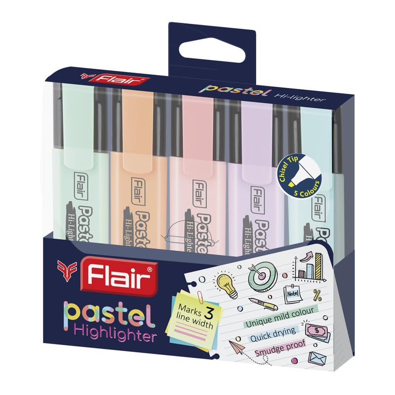 Flair Creative Kids' Hi-lighters Pouch Pack – Non-Toxic Smooth Ink Highlighters (Multicolor) - Image 3