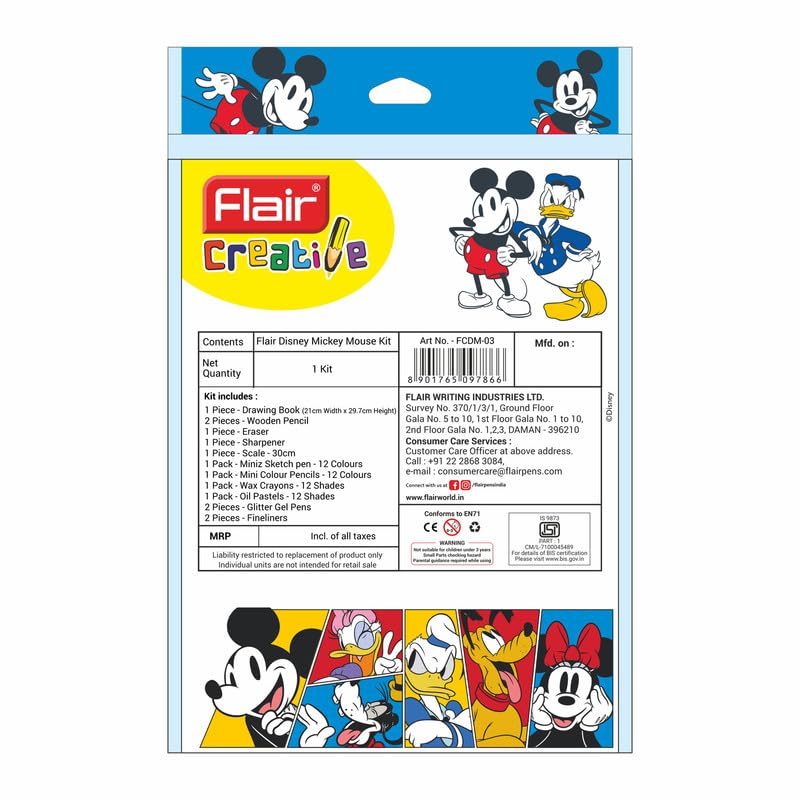 Flair Creative Series Disney Mickey Mouse Stationery Kit | Combination of 58 Assorted Items | Smart Kit for Your Creative Need & Fun Learning | Ideal Gift Set for Kids | Pack of 1 - Image 4