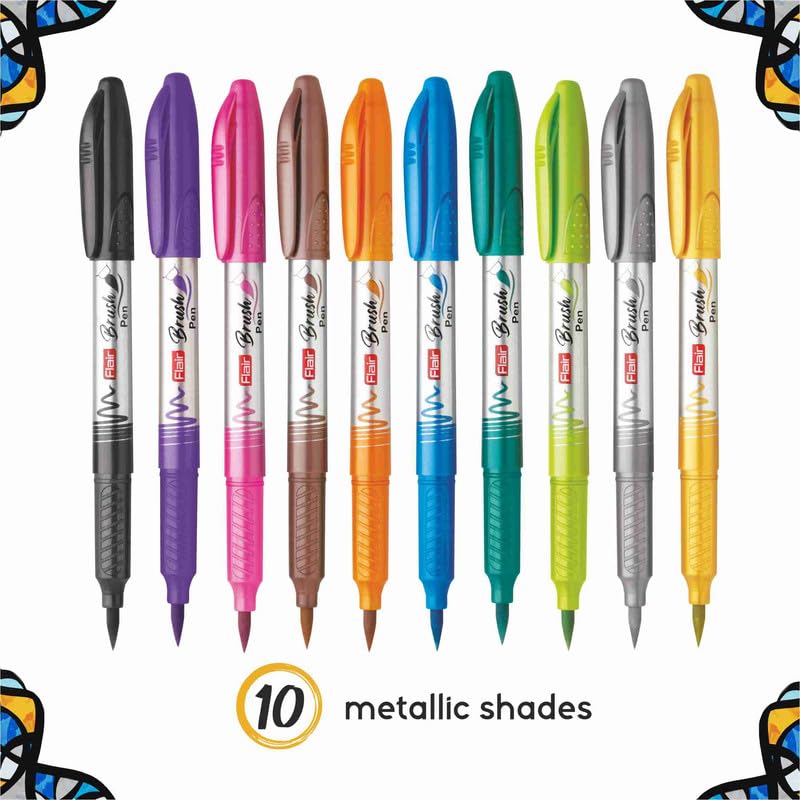 FLAIR Creative Brush Pen With Flexible Tip – Multicolor Watercolour Brush Pen Set for Lettering and Calligraphy (Pack of 12) - Image 3
