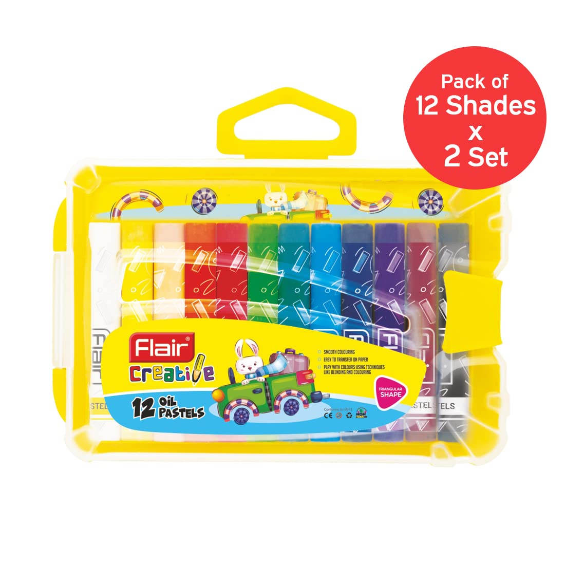 FLAIR Creative Series Colouring Oil Pastels Box Pack | Triangular Shaped Colour Pastels | Bright & Strong Colouring Kit | Non-Toxic Colouring Kit Safe for Children | Pack of 2 - Image 5