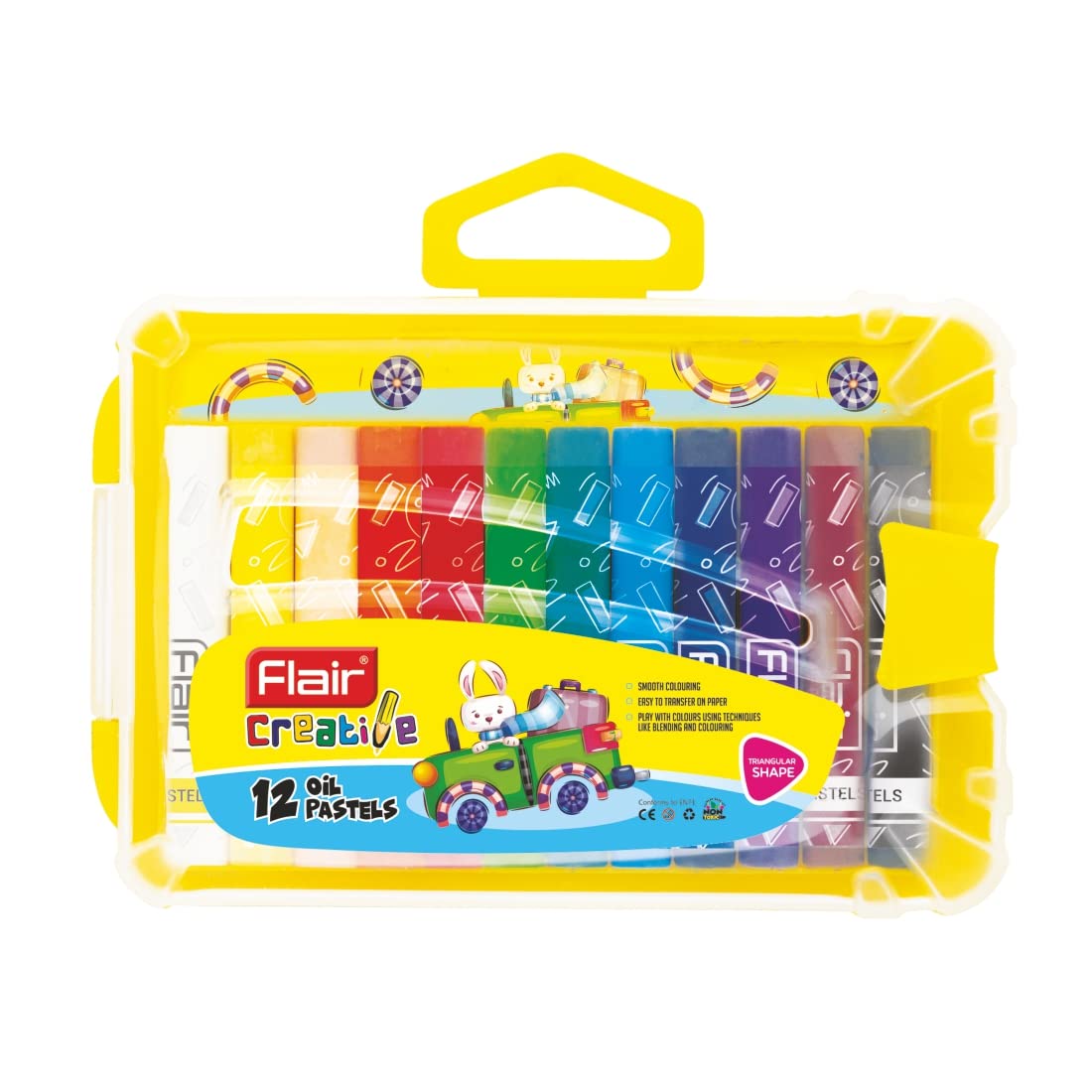 FLAIR Creative Series Colouring Oil Pastels Box Pack | Triangular Shaped Colour Pastels | Bright & Strong Colouring Kit | Non-Toxic Colouring Kit Safe for Children | Pack of 2