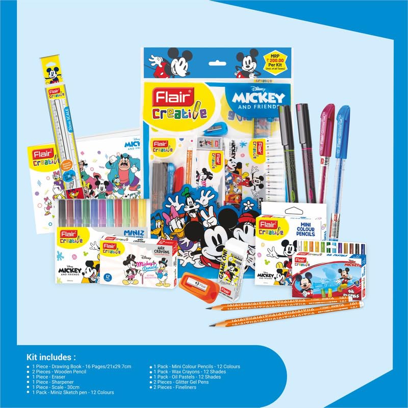 Flair Creative Series Disney Mickey Mouse Stationery Kit | Combination of 58 Assorted Items | Smart Kit for Your Creative Need & Fun Learning | Ideal Gift Set for Kids | Pack of 1 - Image 5