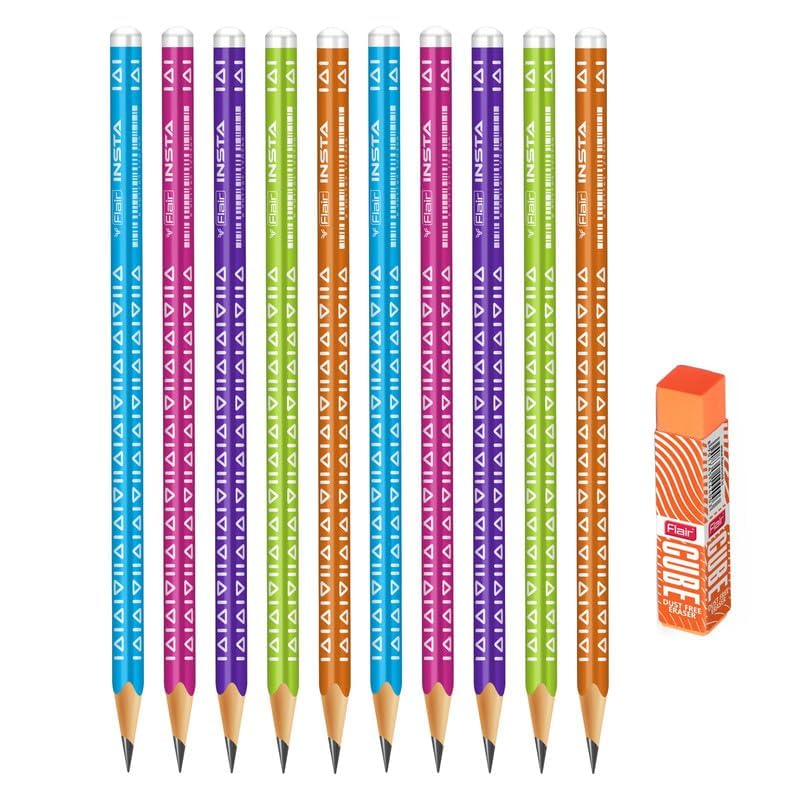 FLAIR Creative Series Aero Pencil Smart Kit | Coloured 2B Lead Pencils | Fun & Functional Box | Stationery Kit Ideal For Gifting | Set Of Wooden Pencils, 1 Eraser & 1 In-Built Sharpener. - Image 2
