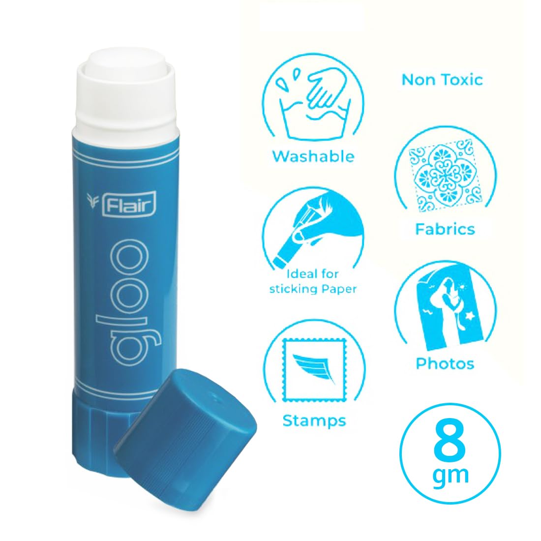 Flair Gloo Multipurpose 8 Gm Glue Stick | Art & Craft Materials | Non-Toxic Fast Drying Super Glue | for Decorations & Craft Projects | - Image 2