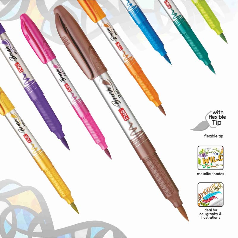 FLAIR Creative Brush Pen With Flexible Tip – Multicolor Watercolour Brush Pen Set for Lettering and Calligraphy (Pack of 12) - Image 4