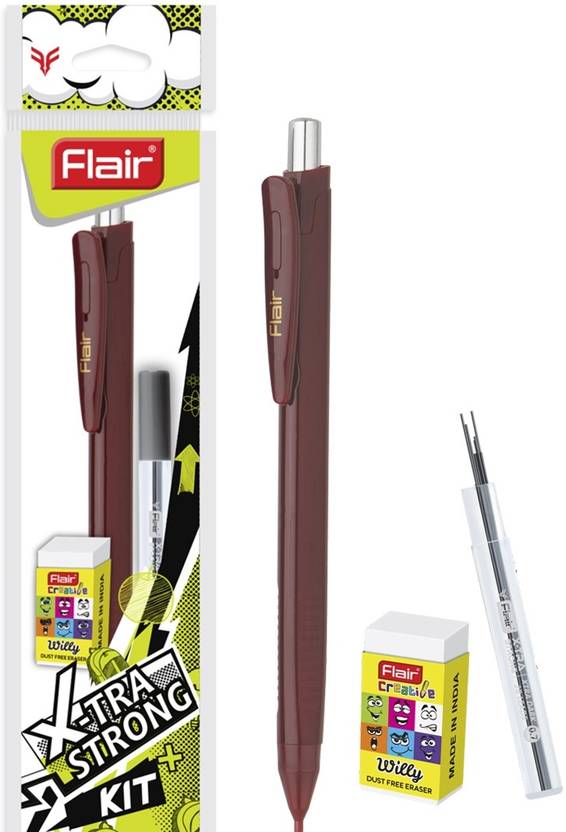 FLAIR Creative Series X-tra Strong 0.7mm Mechanical Pencil Kit | Ergonomic Grip Mechanical Pencil (Pack of 20, Ink Color - Multicolor)