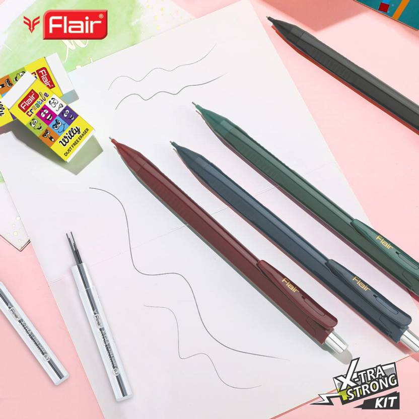FLAIR Creative Series X-tra Strong 0.7mm Mechanical Pencil Kit | Ergonomic Grip Mechanical Pencil (Pack of 20, Ink Color - Multicolor) - Image 3