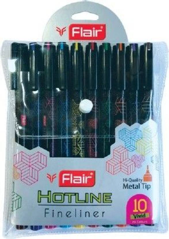 FLAIR Hotline 0.7–1 mm Metal Tip Fineliner Pen – 10 Vivid Colors - Image 4