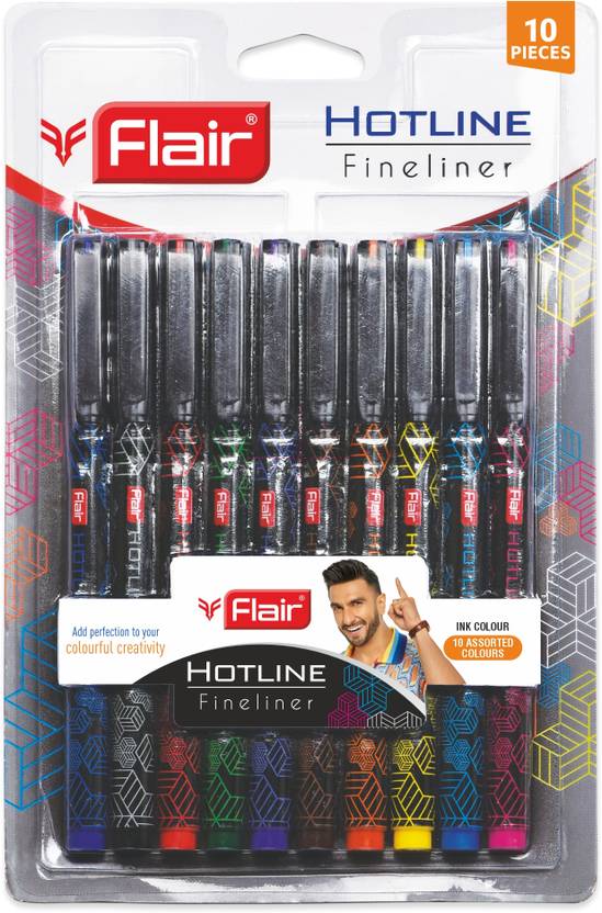 FLAIR Hotline 0.7–1 mm Metal Tip Fineliner Pen – 10 Vivid Colors - Image 5